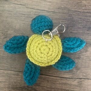 Crochet Turtle Keychain in Teal and Green